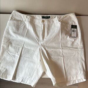 Ralph Lauren White Flat Front Shorts